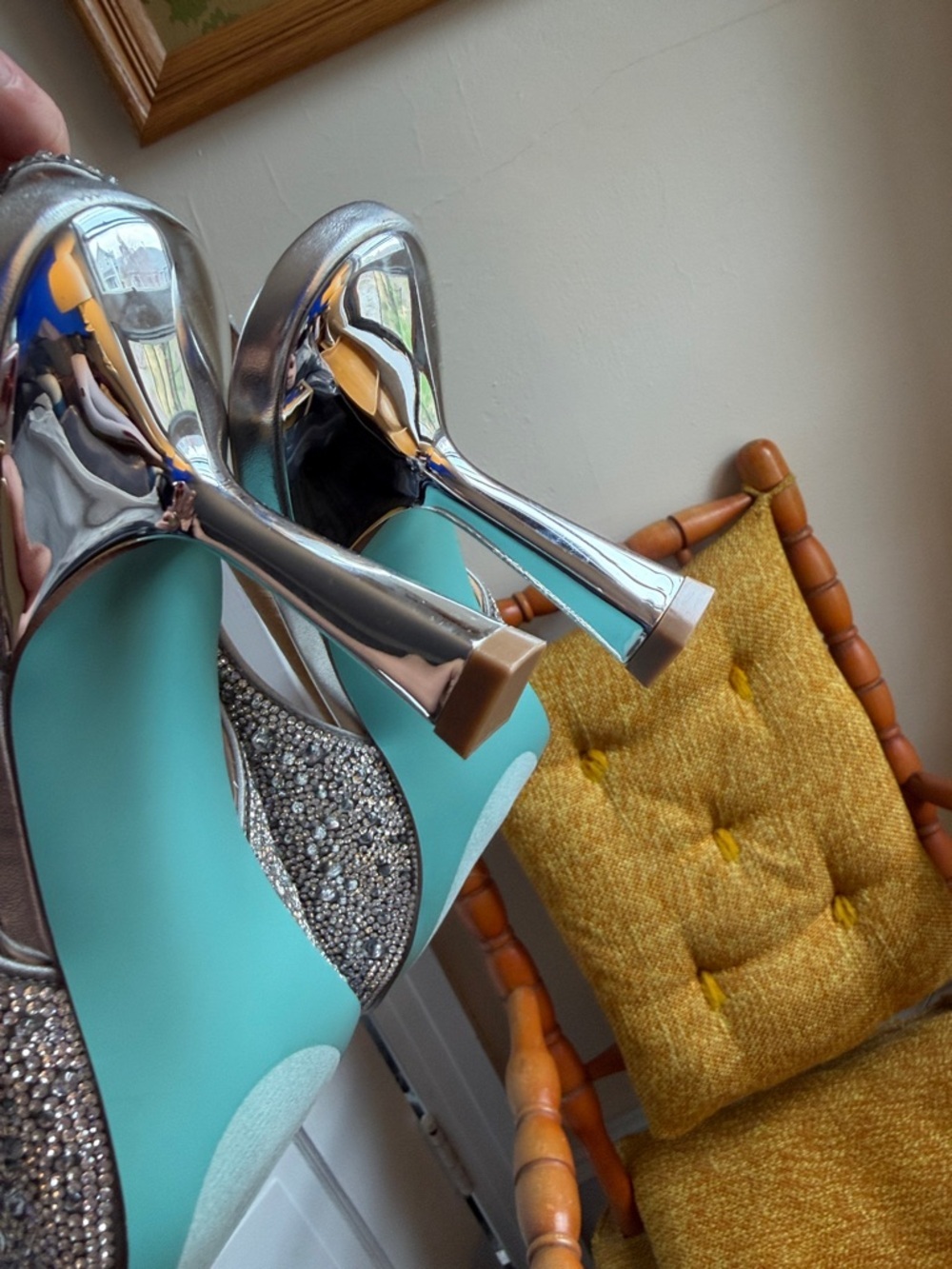 NEW Betsey Johnson Clark Slingback Silver Rhinestone Pointed Pump 9.5 PROM - Picture 13 of 13